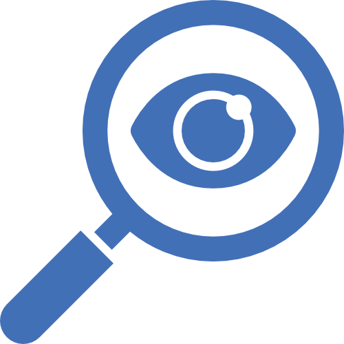 Icon SEO – Auge mit Lupe als Symbol für Sichtbarkeit und Analyse